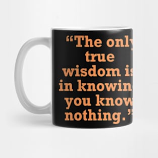 “The only true wisdom is in knowing you know nothing.” Mug